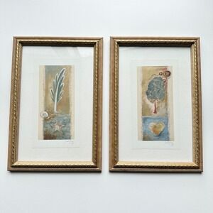 Set of Sarah Lugg Framed Prints | "Cherry Tree" | "Tan Tree" | Wall Hanging 9x14